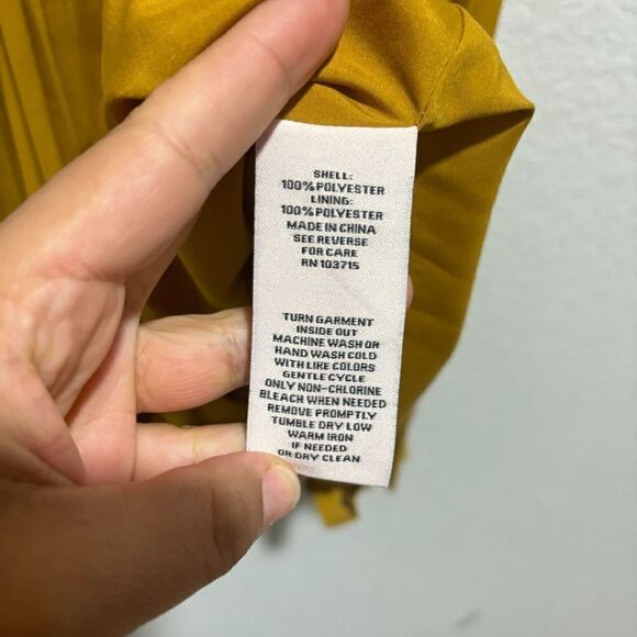 NWT Nanette Lepore Womens High Neck Pleated Smocked A-Line Dress Yellow 2 - Picture 12 of 13